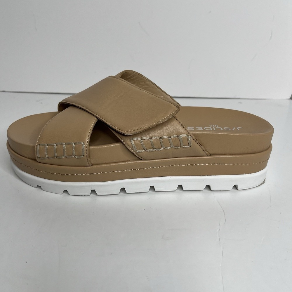 J/Slides Boo Platform Crossover Strap Woman's Slip On Sandals 8 Beach Resort